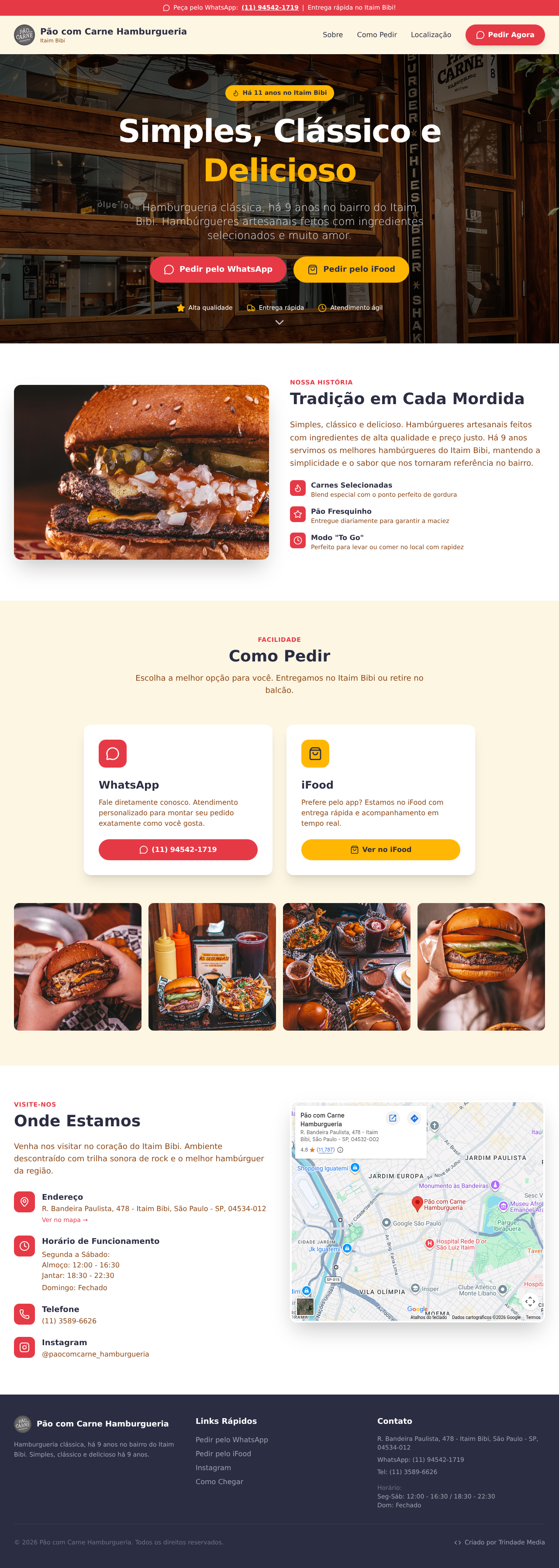 Pão com Carne Website full-page website capture