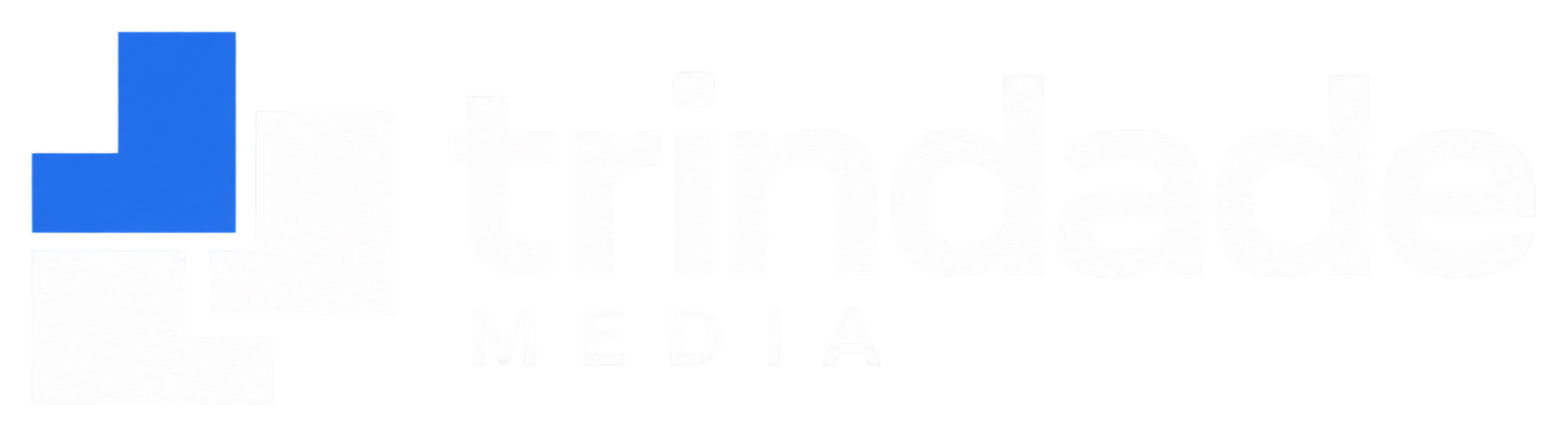 Blocos conectados em branco e azul-cobalto ao lado do nome trindade media.