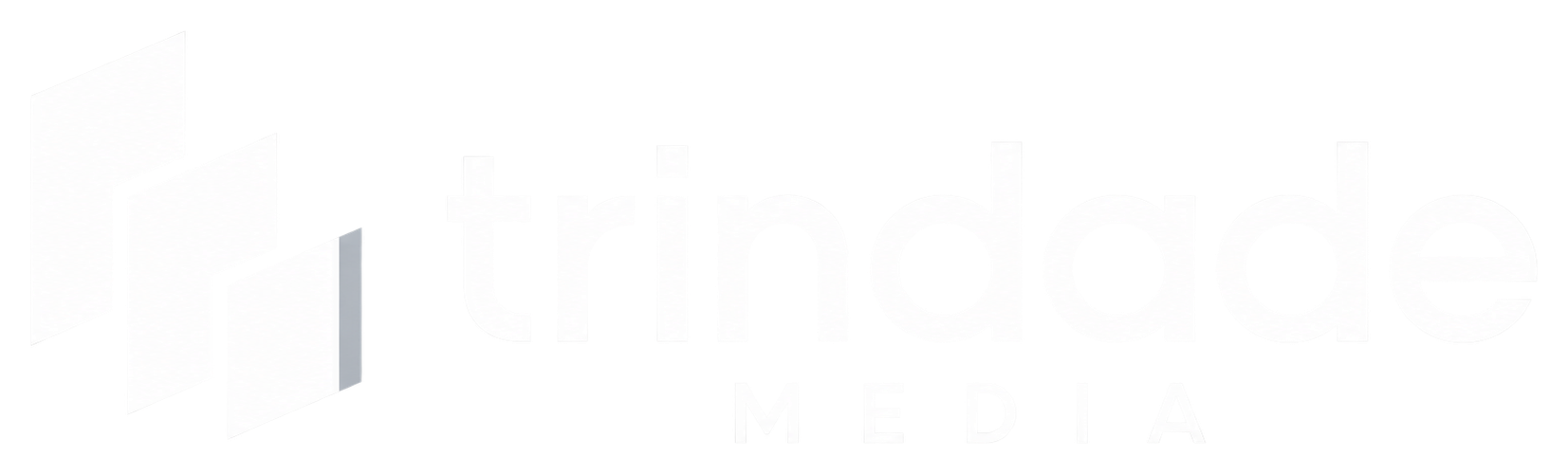Três planos geométricos brancos ao lado do nome trindade media.