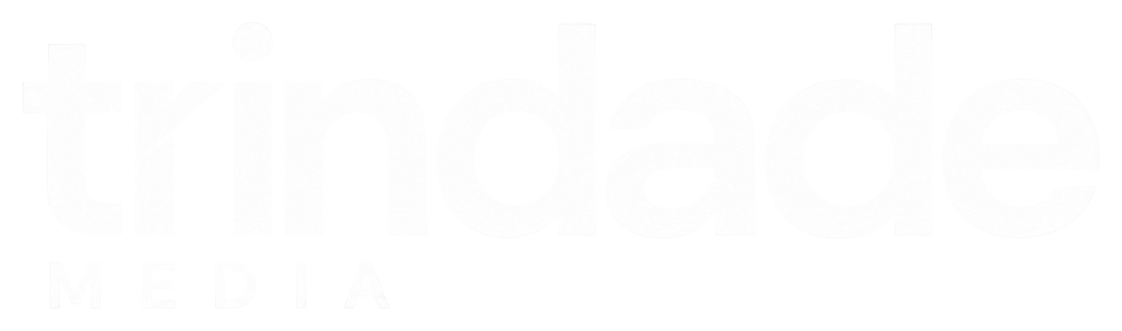 Nome trindade em branco, com corte diagonal no r e MEDIA espaçado abaixo.